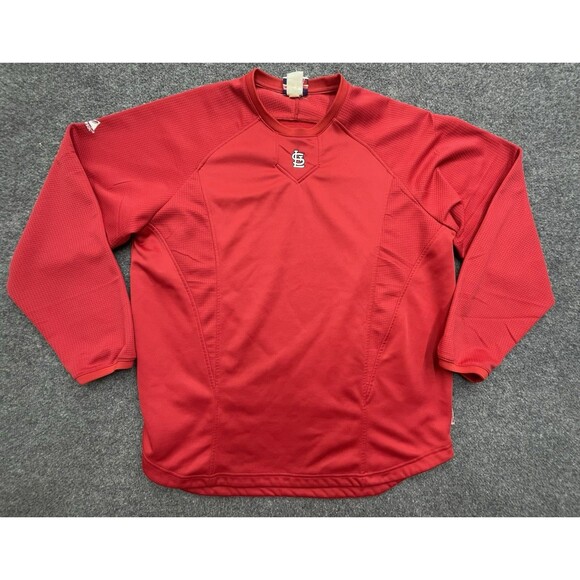 St. Louis Cardinals Pullover Shirt Mens L Majestic Therma Base Batting Practice - Picture 2 of 10